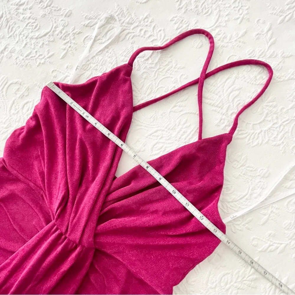 NWOT Lulus Dreamy Date Magenta Surplice Midi Dress Small - Picture 8 of 9